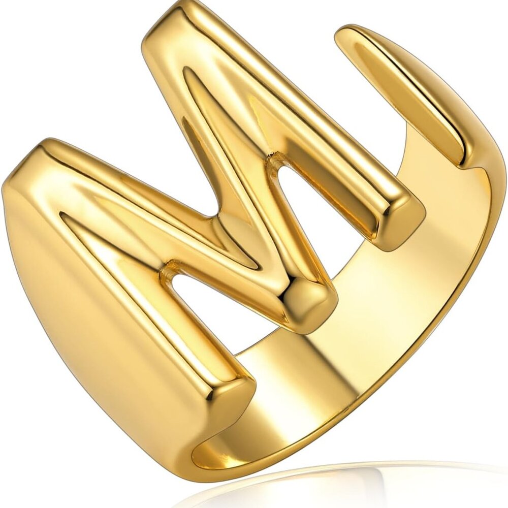 Bold Initial Letter Rings Adjustable, Goldchic Je… - image 1